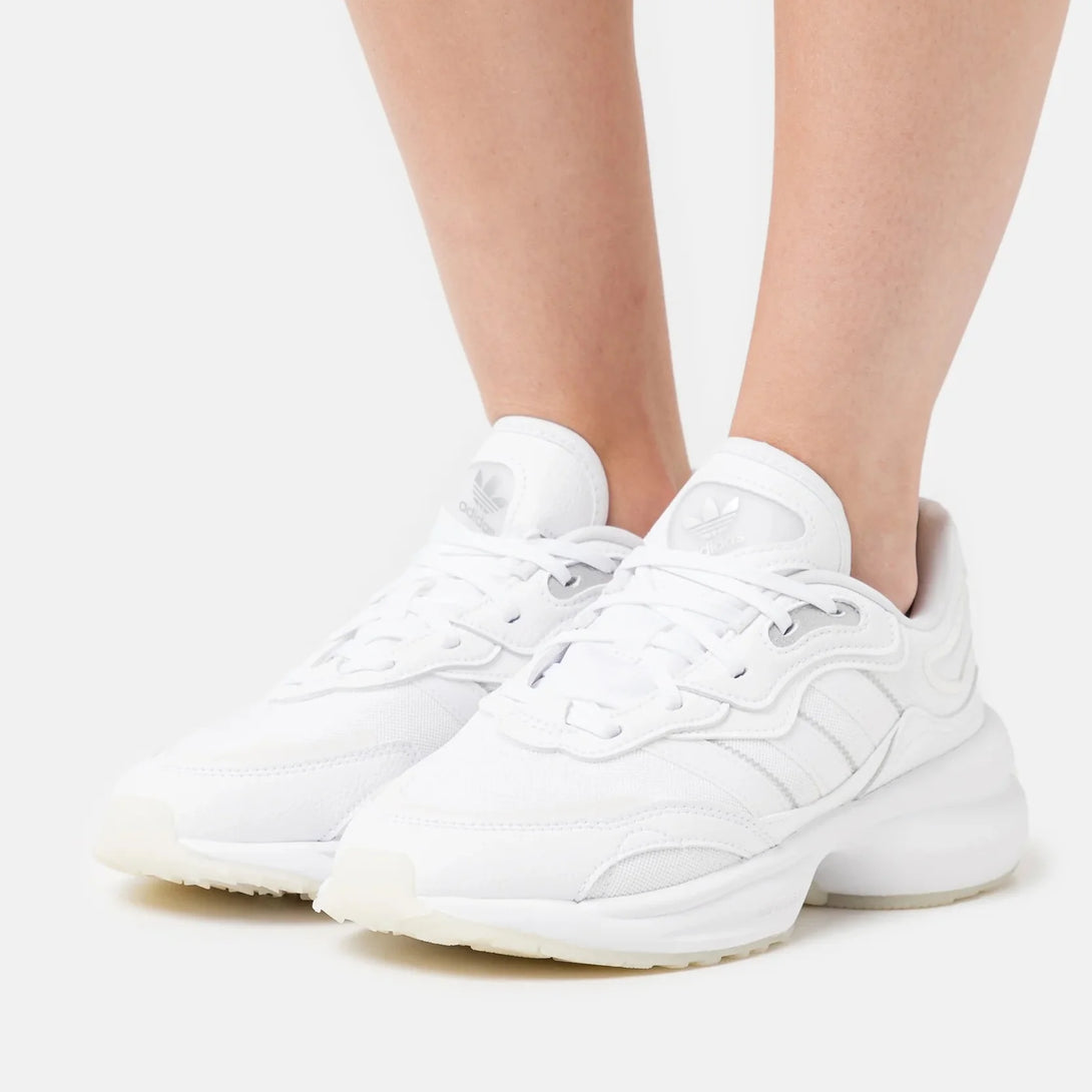 adidas Originals ZENTIC White - Pantofi sport albi, confortabili, cu platforma si sireturi.