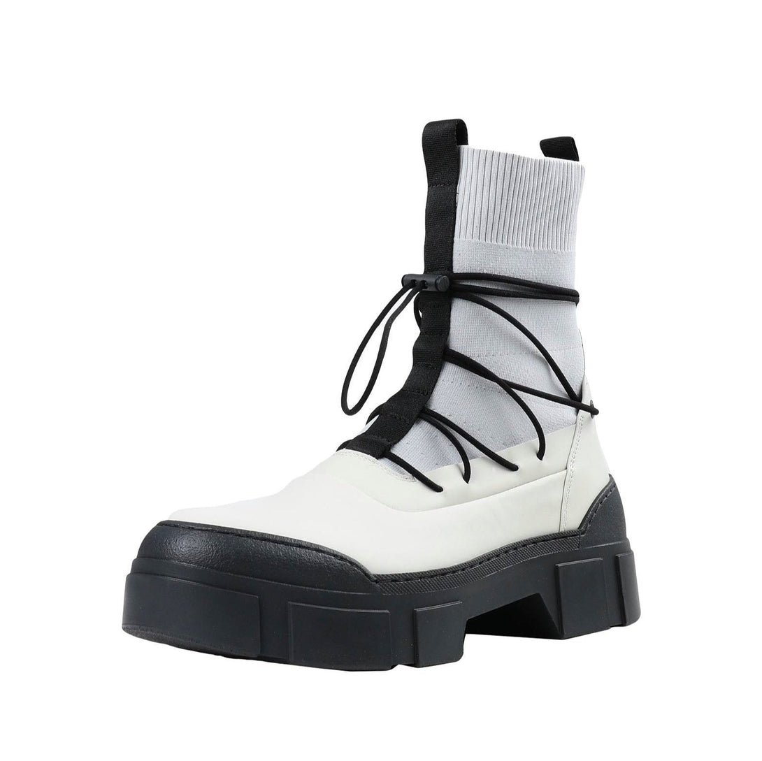 Ghete dama din material textil gri Vic Matié, Colectia Toamna Iarna 2024, design modern, made in Italy.