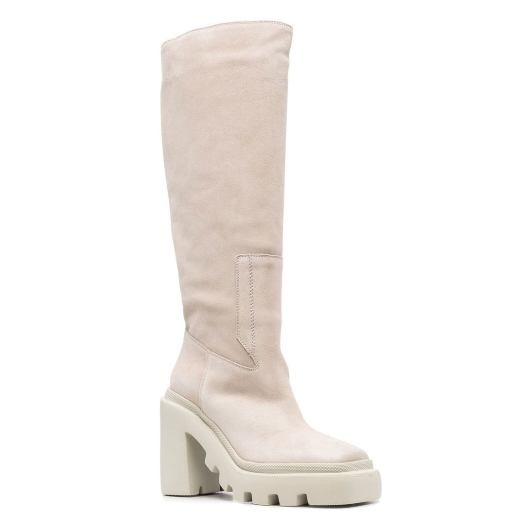 Cizme dama nude din piele intoarsa, toc 10.5 cm, platforma 3 cm, marca Vic Matié, colectia Toamna Iarna 2024.