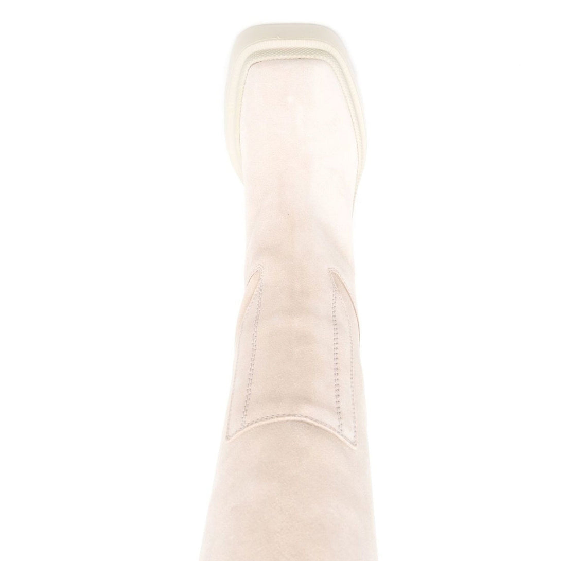 Nude Vic Matié women's suede boots, tall tubular design, 10.5 cm heel, made in Italy for autumn winter 2024.