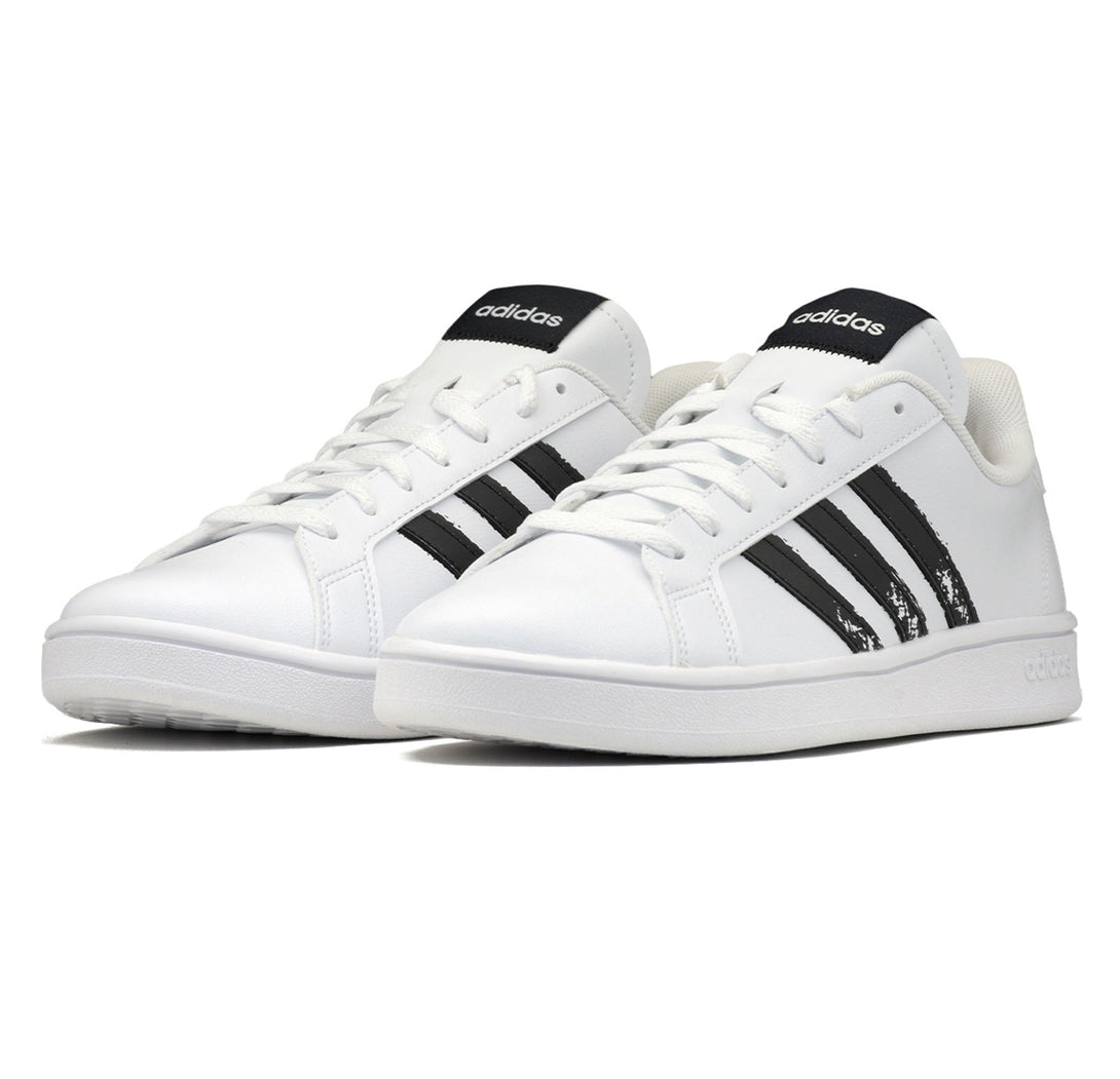 Adidas GRAND COURT BASE BEYOND Women white sneakers with black accents and classic design.