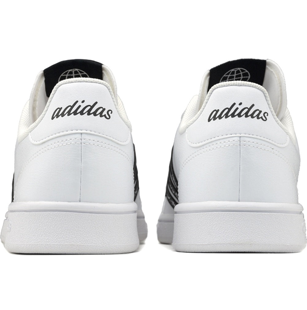 Adidas GRAND COURT BASE BEYOND Women view from the back showcasing the classic white and black design.