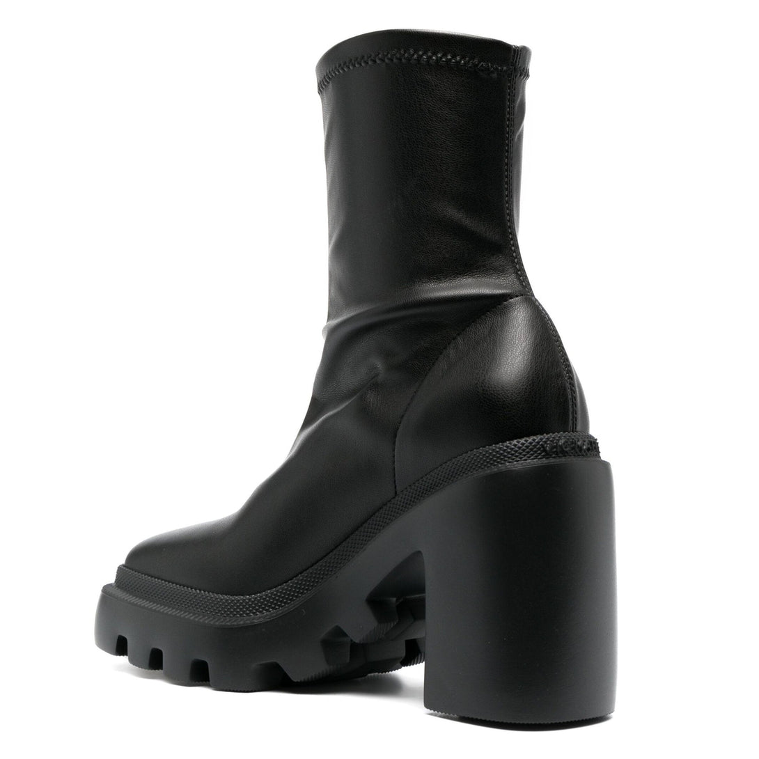 Botine dama din piele ecologica neagra, cu toc inalt de 10.5 cm, parte din colectia toamna-iarna 2024, Made in Italy.