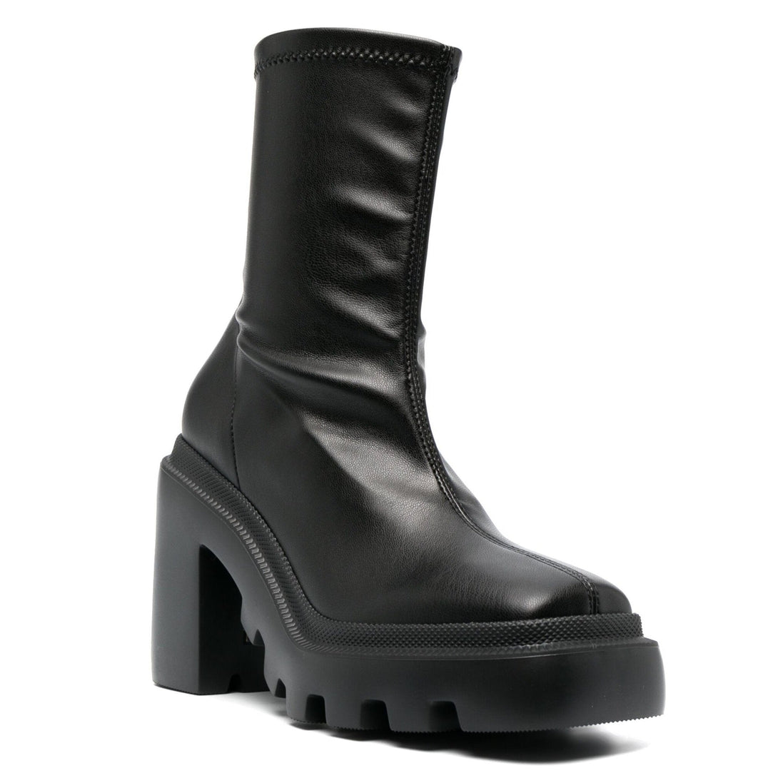 Botine dama Vic Matié din piele ecologica, negru, toc inalt de 10.5 cm, stil modern, colectia Toamna Iarna 2024.