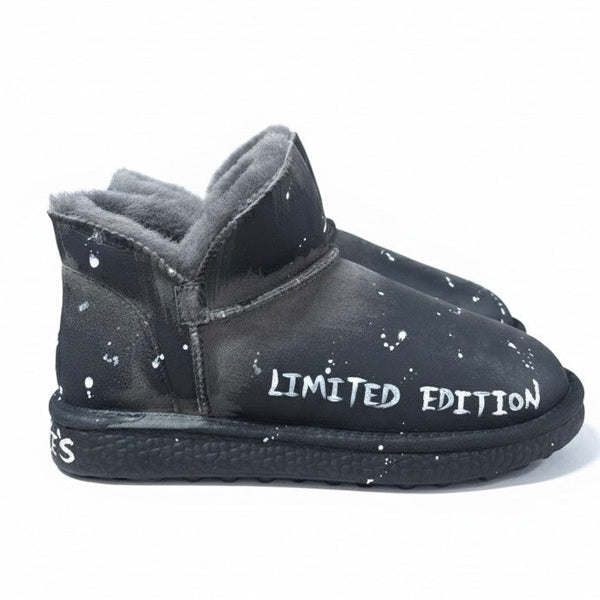 Ghete dama din piele naturala intoarsa, îmblanite, gri-Movie's G5-05