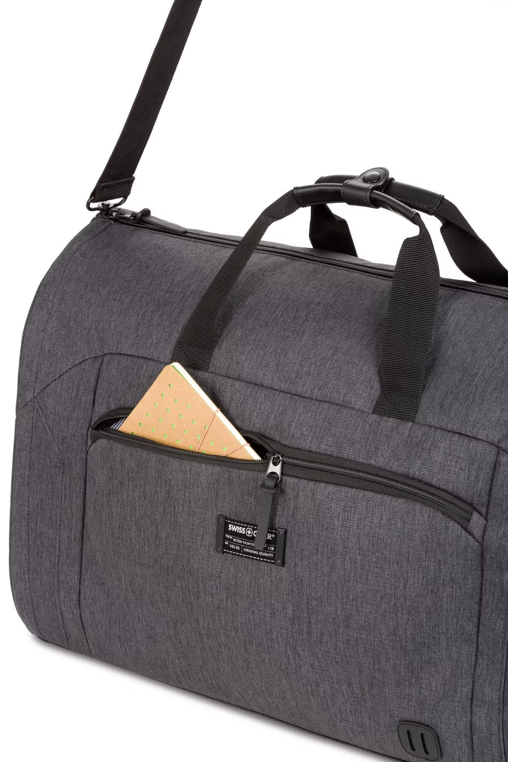 Geanta barbati gri inchis SWISSGEAR 7638 cu buzunar frontal pentru accesorii esentiale de calatorie.