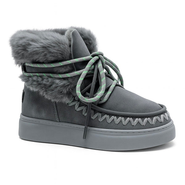 Ghete dama din piele naturala intoarsa, îmblanite, gri-Movie's H5-06A