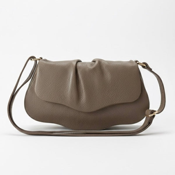 Poseta chic pentru femei din piele naturala, taupe- Made in Italy