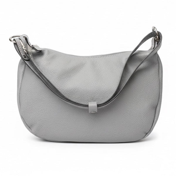 Poseta de umar mare pentru femei din piele naturala, gri- Made in Italy