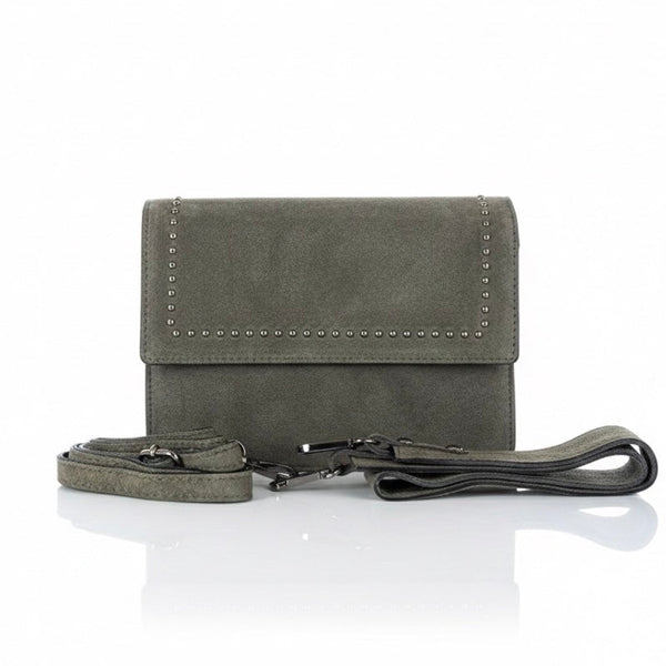 Poseta medie pentru femei din piele naturala, gri- Made in Italy