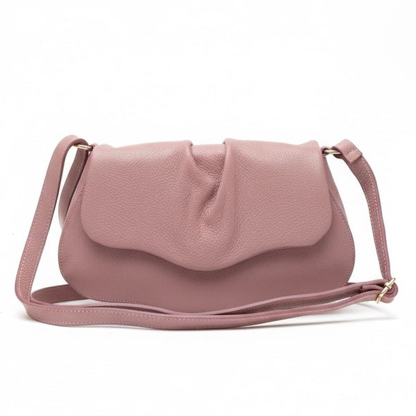 Poseta chic pentru femei din piele naturala, roz pudra- Made in Italy