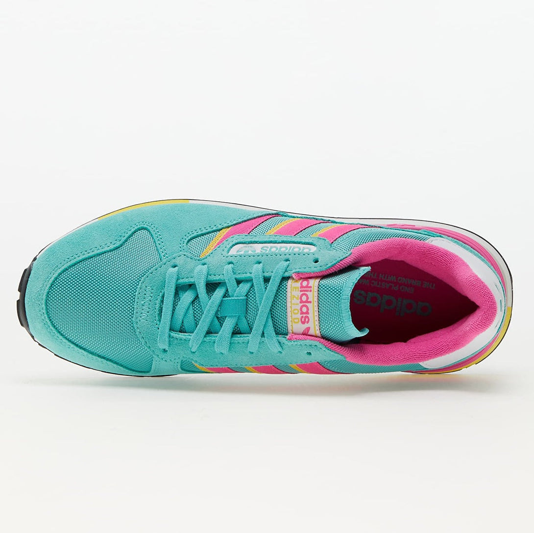 adidas Originals Treziod 2 turquoise sneaker top view with pink accents and breathable mesh design