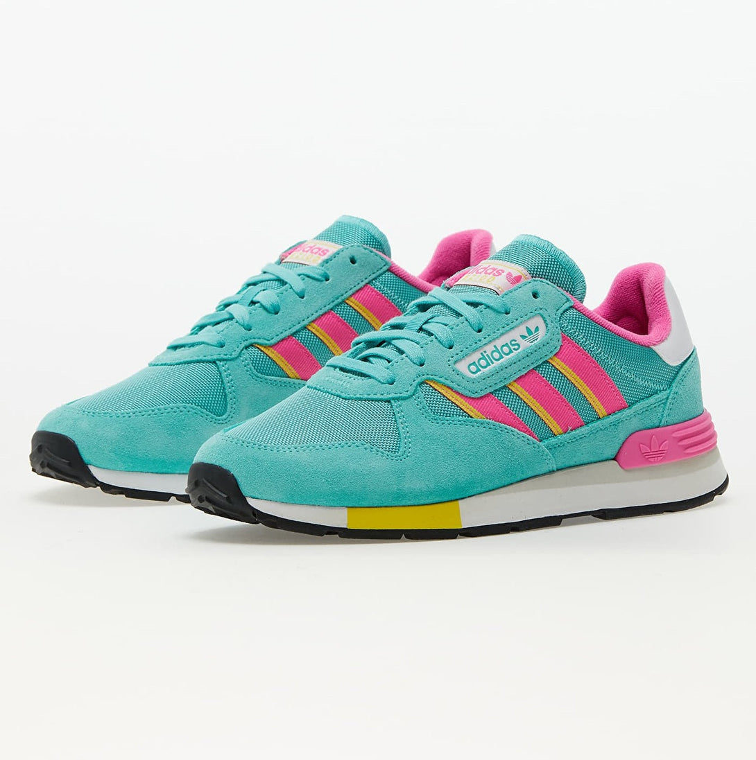 adidas Originals Treziod 2 in turquoise and pink, featuring breathable textile and durable suede for comfort.