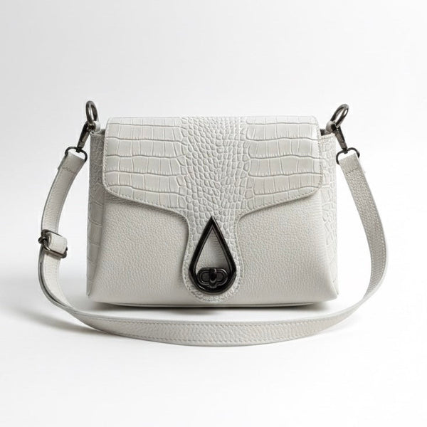 Poseta pentru femei din piele naturala, alb- Made in Italy