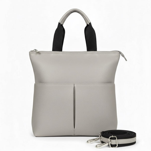 Poseta pentru femei din piele naturala, gri- Made in Italy