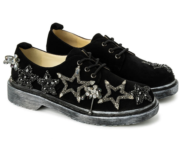 Pantofi dama din piele naturala intoarsa, negru, Movies AB480VE