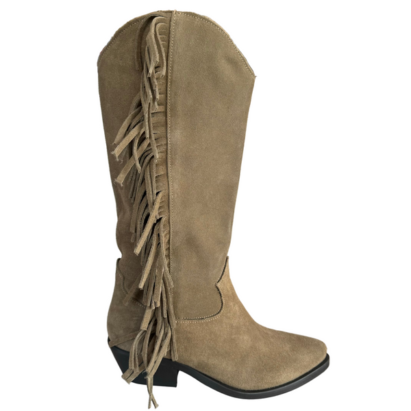 Ciocate dama din piele naturala intoarsa, taupe - Once F706/50 Camoscio Steppa