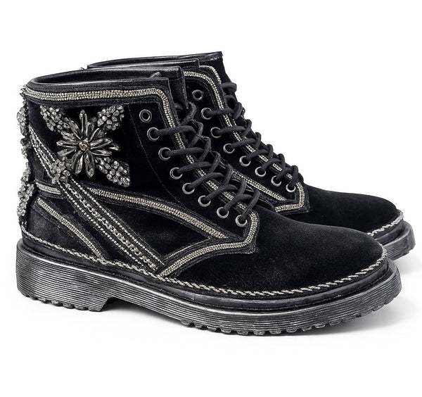 Ghete dama din piele naturala intoarsa, negru, Movies AB460VE