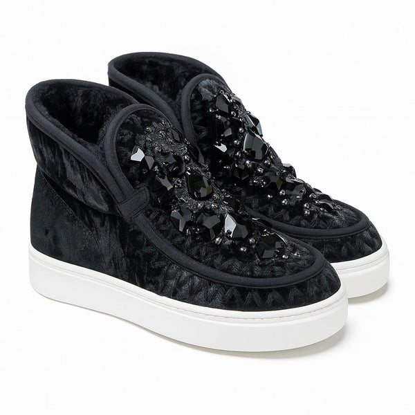 Ghete dama din velur, îmblanite, negru-Movie's AB180VE