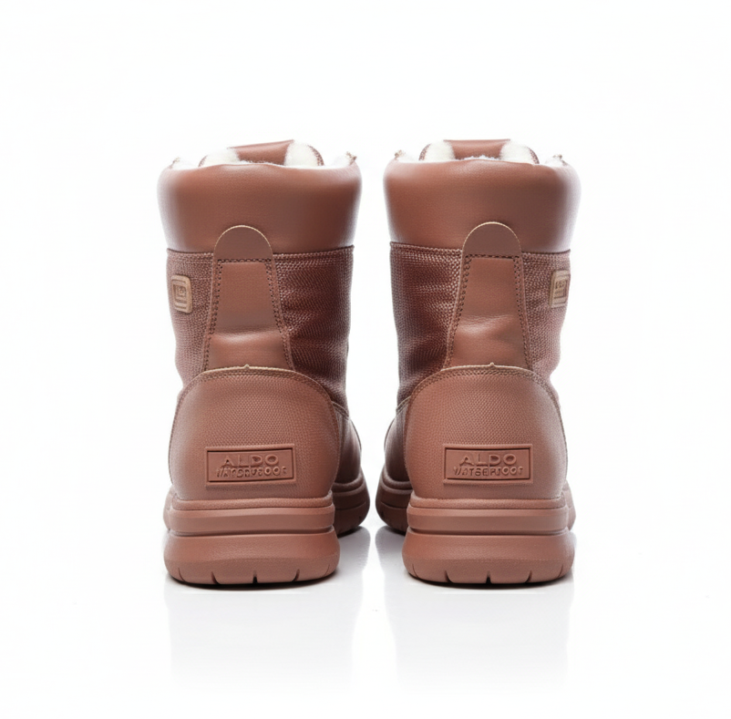 ALDO ghete femei cu blana la interior, maro, impermeabil, waterproof - vederea din spate a ghetei.