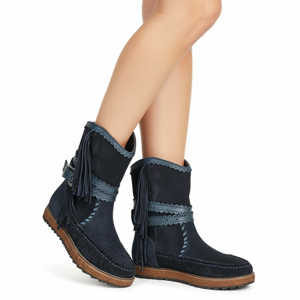 Ghete dama din piele naturala intoarsa, Bleumarin-Rebecca White, TU1510 Crosta Navy, R7