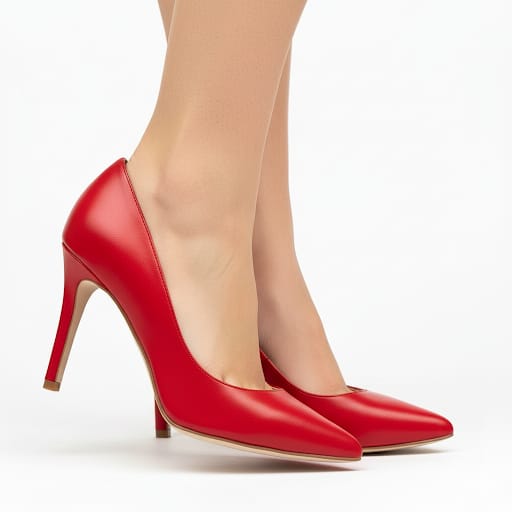 Pantofi dama din piele naturala, Rosu-Altramarea, 17501 Nappa Rosso