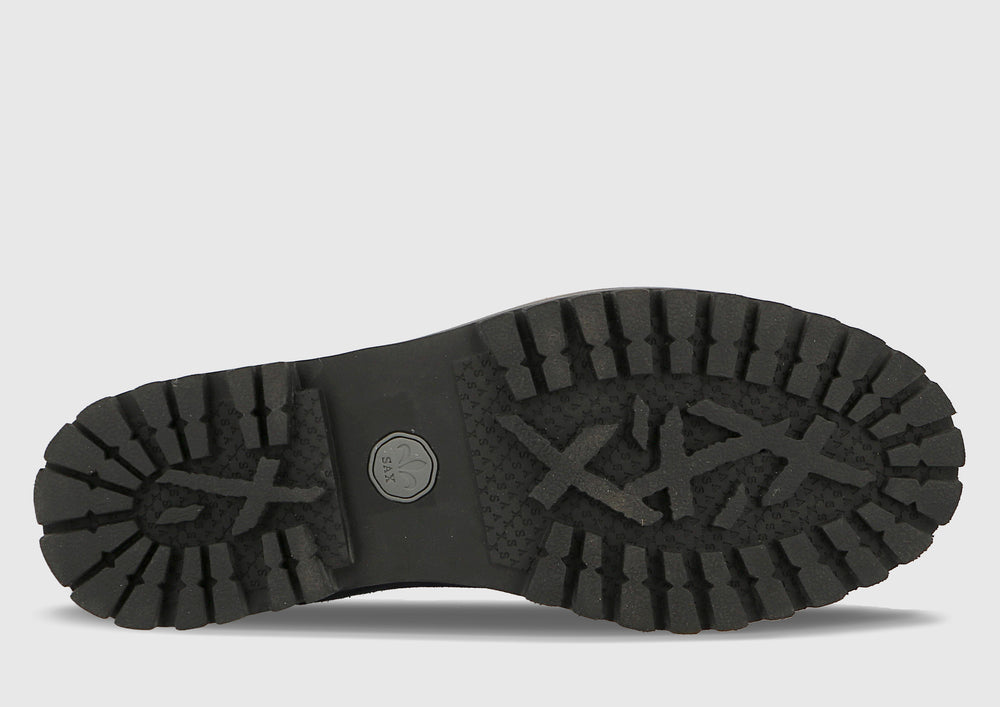 Sole of Ghete barbati din piele naturala intoarsa, Bleumarin-SAX, featuring rugged traction for durability and style.