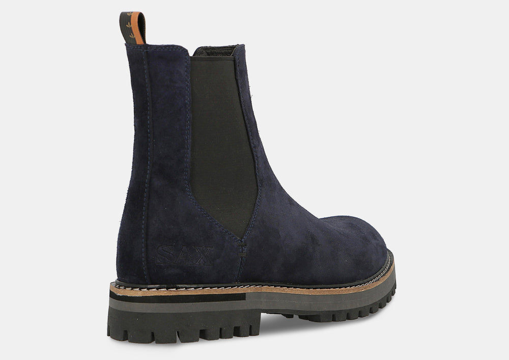 Ghete barbati din piele naturala intoarsa bleumarin, stil modern, confortabile pentru toamna iarna 2024, SAM221716.