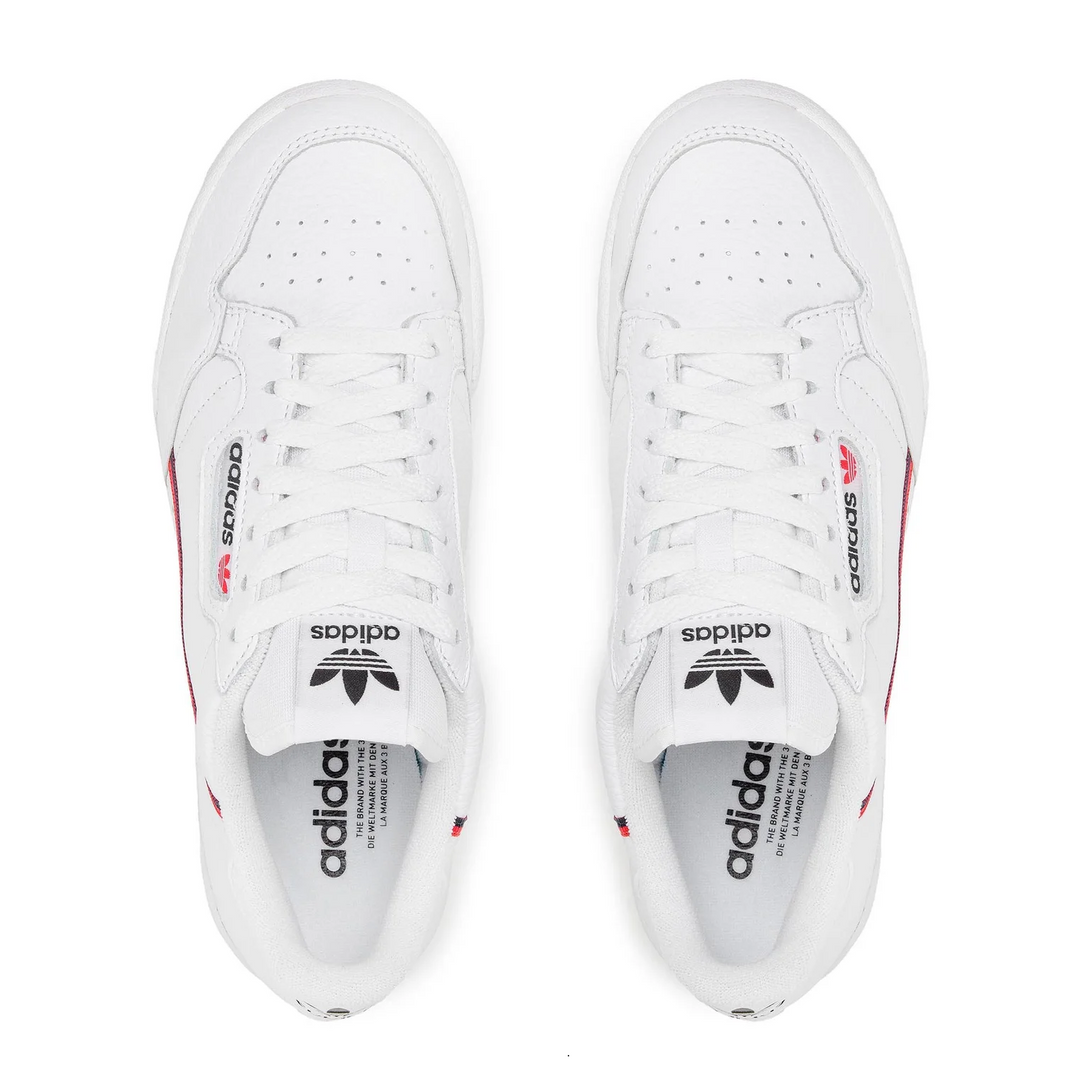 adidas Originals CONTINENTAL 80 - Sneakers low alb, top view showing white leather and textile materials.