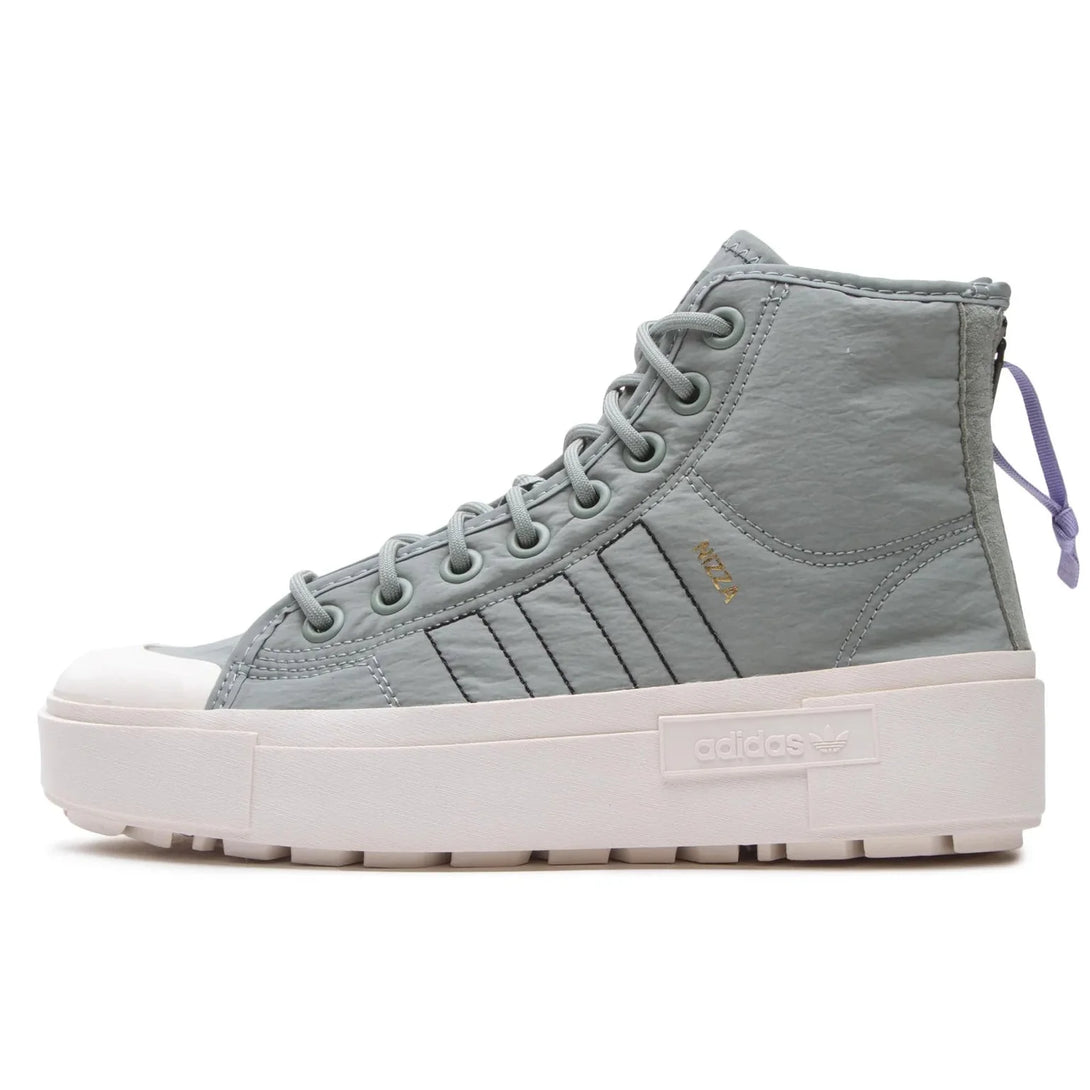 adidas Sneakers Nizza Bonega X Shoes HQ6042 Verde side view with light grey upper and white sole