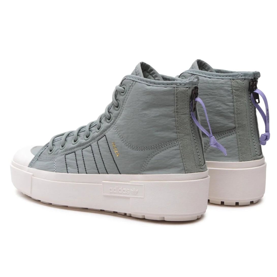 adidas Sneakers Nizza Bonega X Shoes HQ6042 Verde view from the back featuring a light green color and high-top design