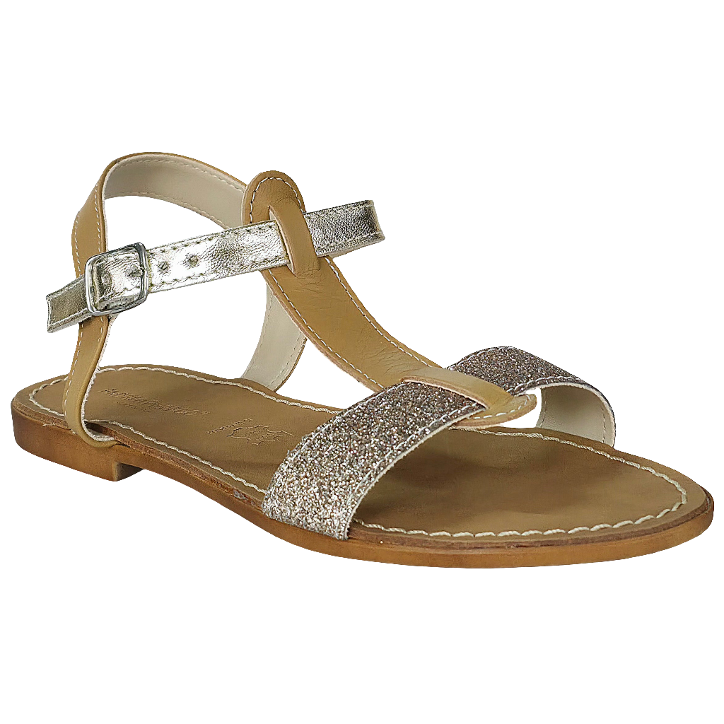 Papuci dama din piele naturala Bej-Andrea Pierago Art 3107, eleganti, cu detalii strălucitoare, ideal pentru vara.