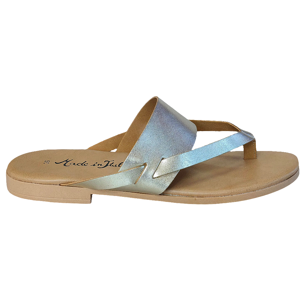 Papuci dama din piele naturala, auriu, made in Italy, colectia vara 2025, confortabili si eleganti.