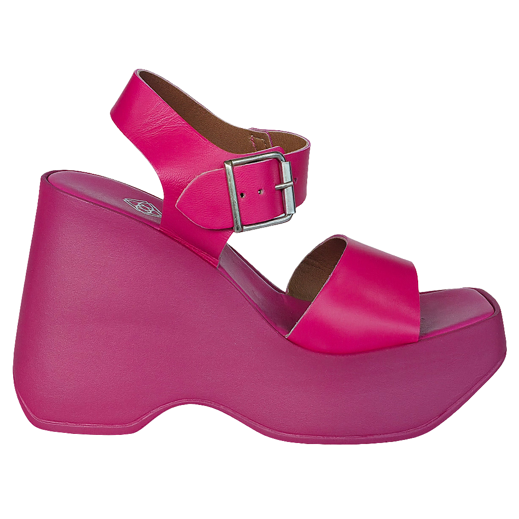 Sandale dama din piele naturala fuxia cu talpa usoara, inaltime platforma 11 cm, din colectia Vara 2025, made in Italy.