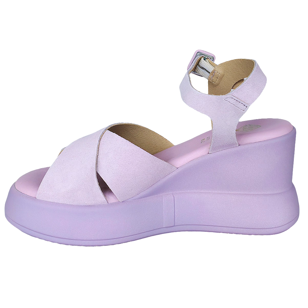 Sandale dama Lila din piele intoarsa, cu talpa usoara si brant cu memorie, inaltime 8 cm, stil elegant made in Italy.