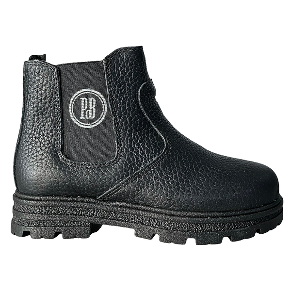 Ghete copii unisex din piele naturala, model negru Paolo din Bruno, inaltime 8.5 cm, talpa 2.5 cm, made in Italy.