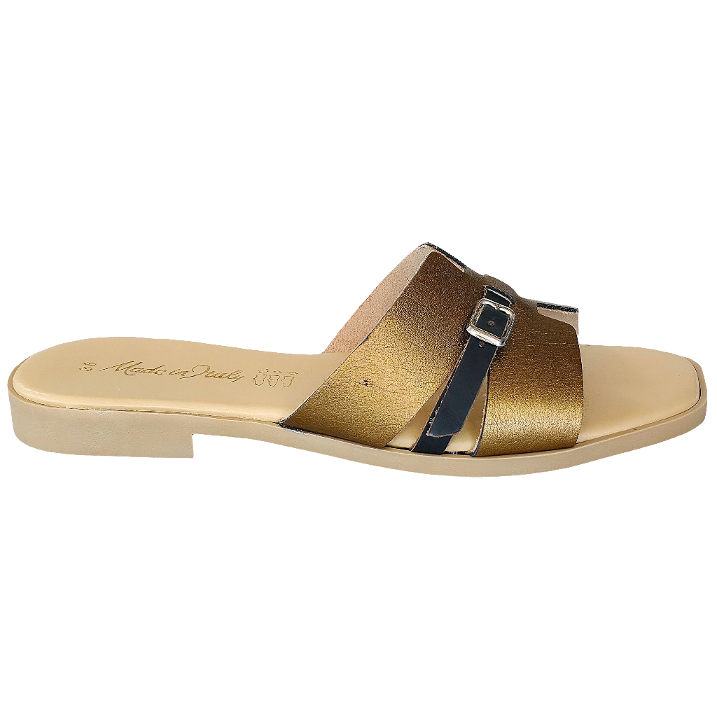 Papuci dama din piele naturala bronz, Made in Italy, Manuela Oro T-R12, colectia Vara 2025.