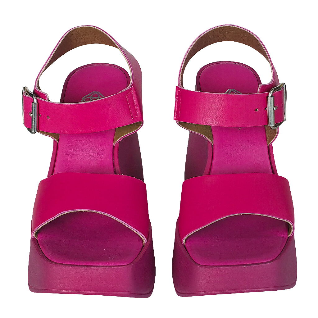 Sandale dama din piele naturala fuxia cu platforma inalta, model IT-PLX252 Kadin, perfecta pentru vara 2025.