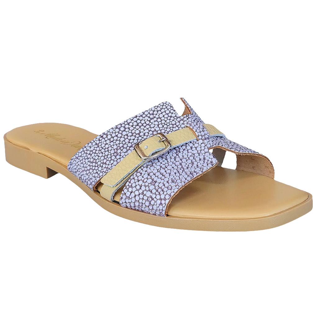 Papuci dama din piele naturala lila, Made in Italy, Colectia Vara 2025, confortabili si eleganti pentru sezonul cald.