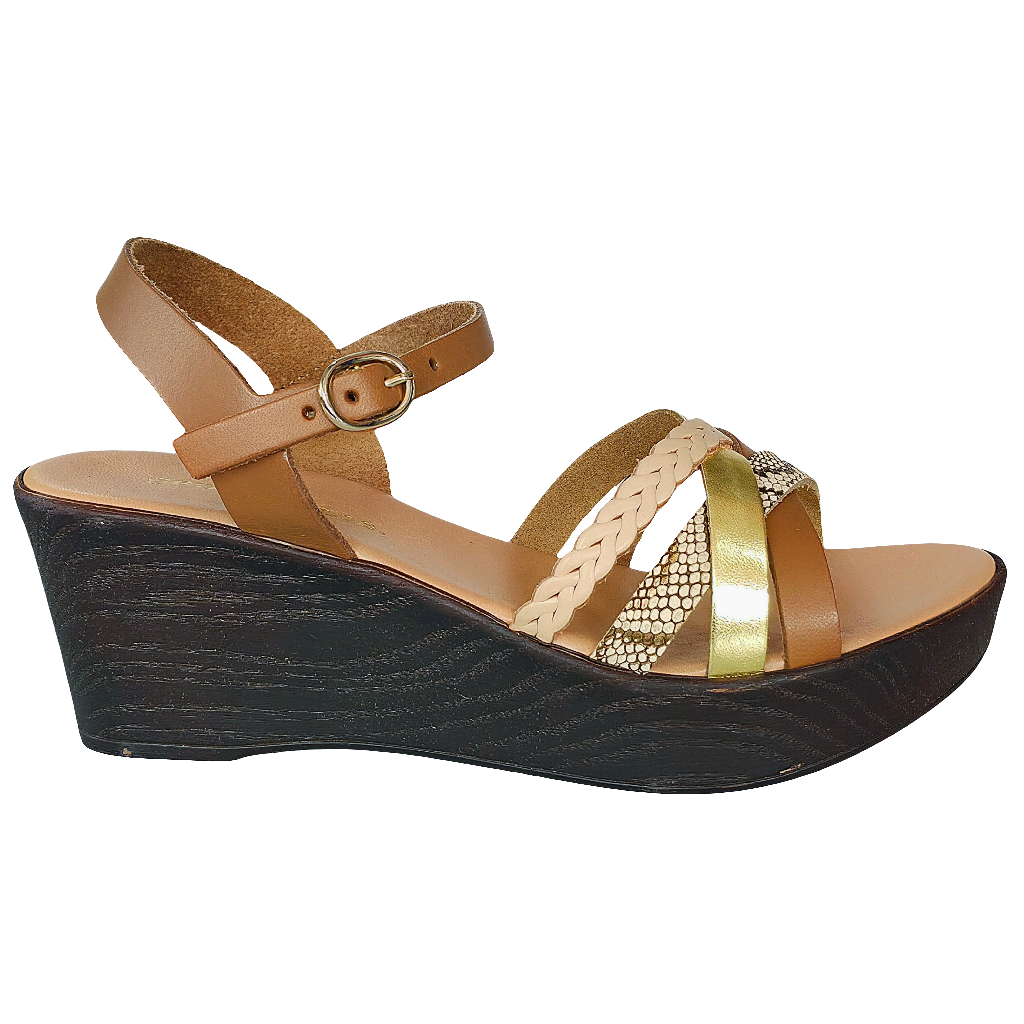 Sandale dama din piele naturala, Maro, cu talpa din piele ecologica, realizate in Italia, Colectia Vara 2025.