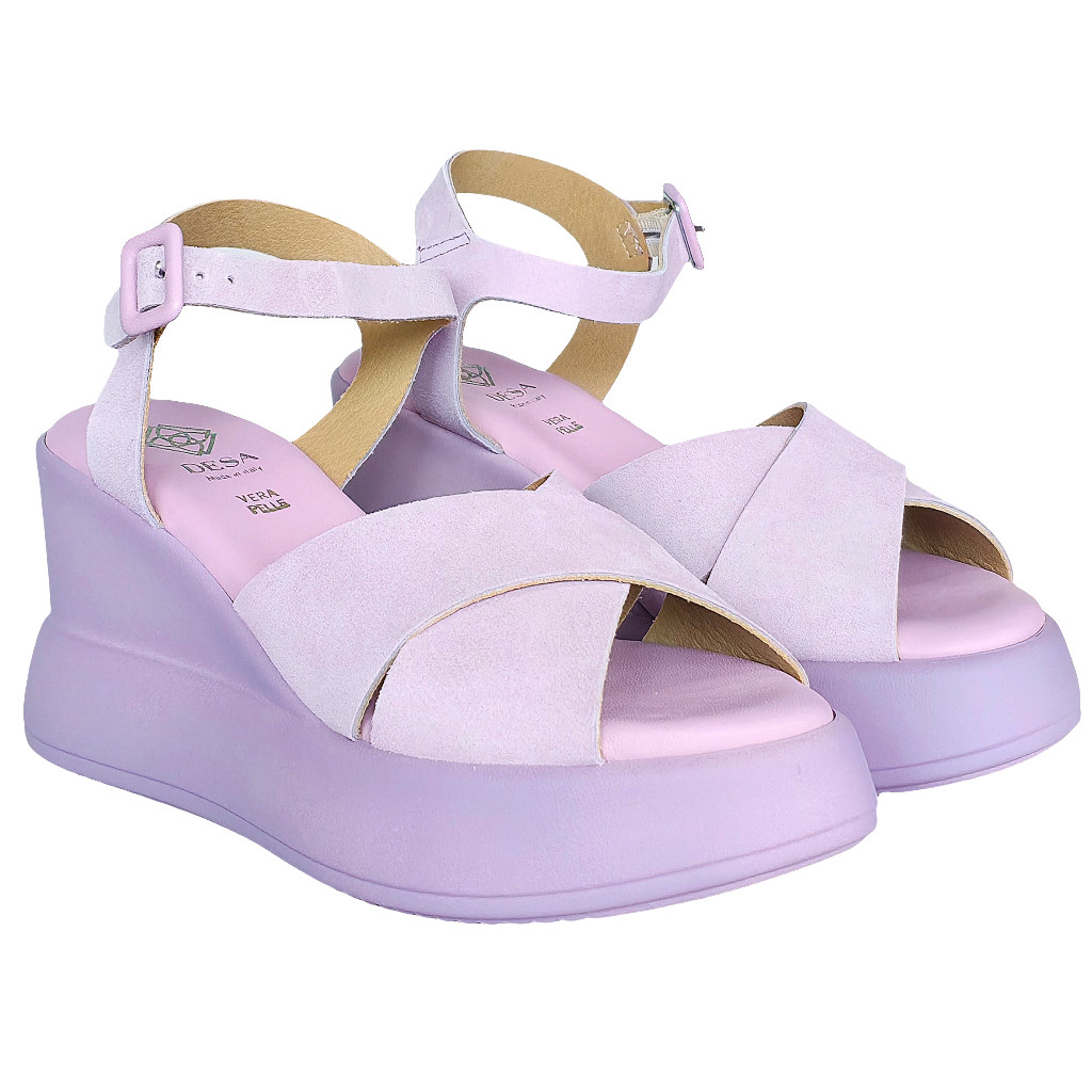 Sandale dama din piele naturala intoarsa Lila-DESA, platforma de 8 cm, colectia Vara 2025, made in Italy.