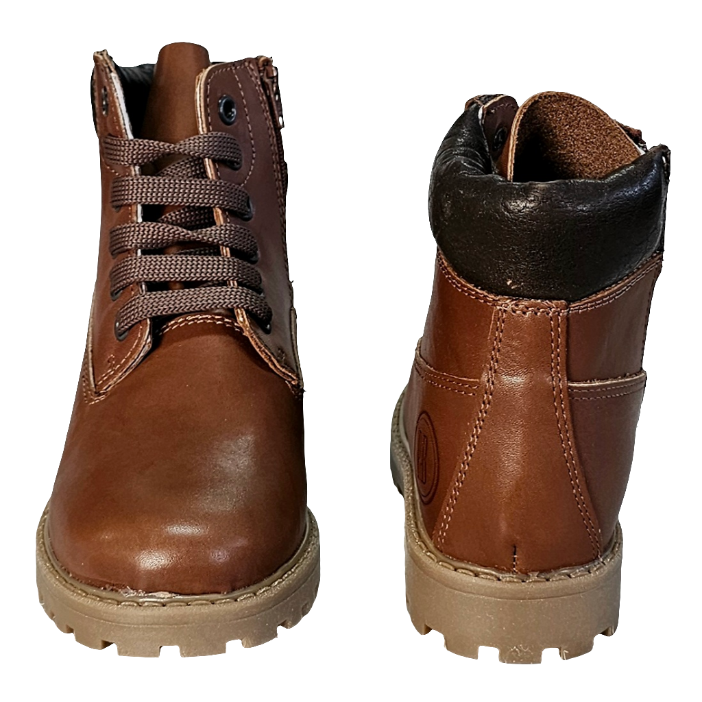 Ghete copii din piele naturala, maronii, model unisex, insulete, confectionate in Italia, toamna 2024.