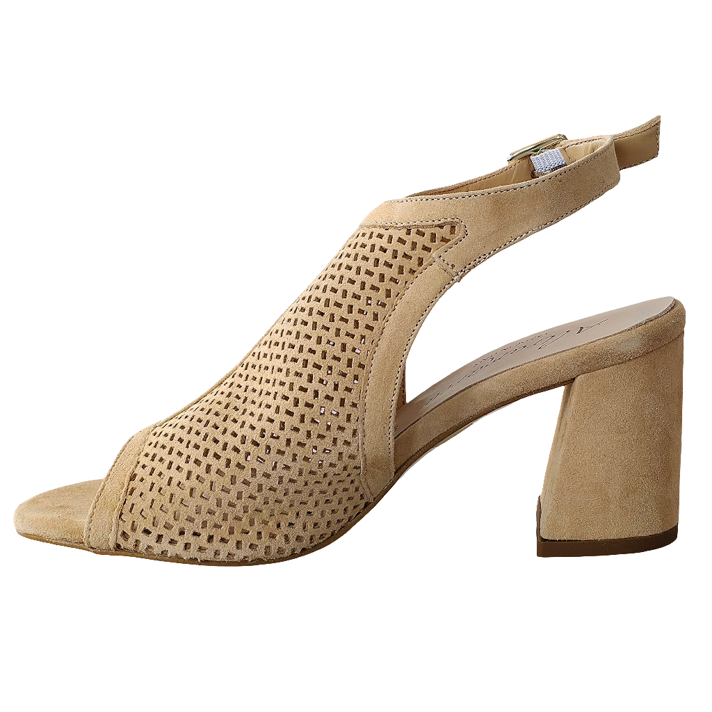 Sandale dama din piele naturala intoarsa, Bej-Altramarea, toc de 8.5 cm, ideale pentru vara 2025.