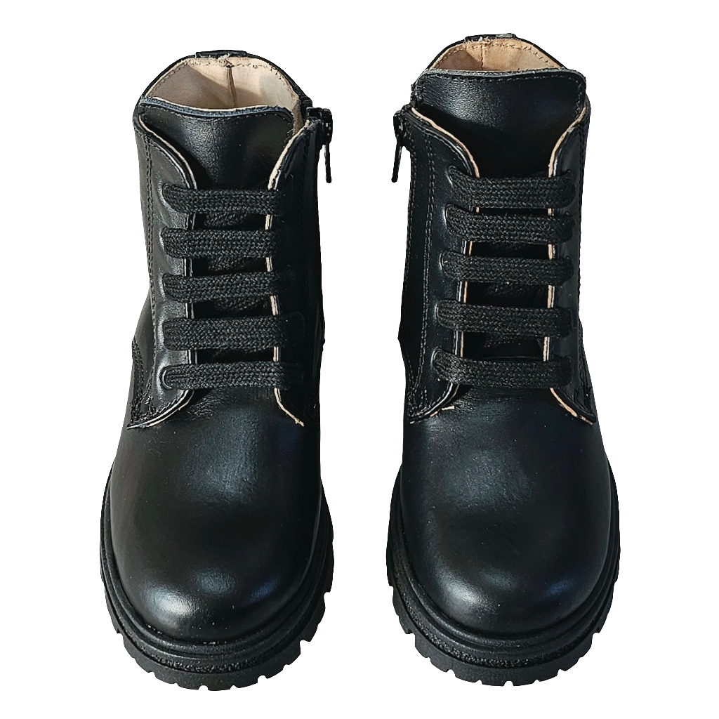 Ghete copii din piele naturala, model unisex, negru, inaltime gheata 10 cm, colectia toamna 2024, Made in Italy.