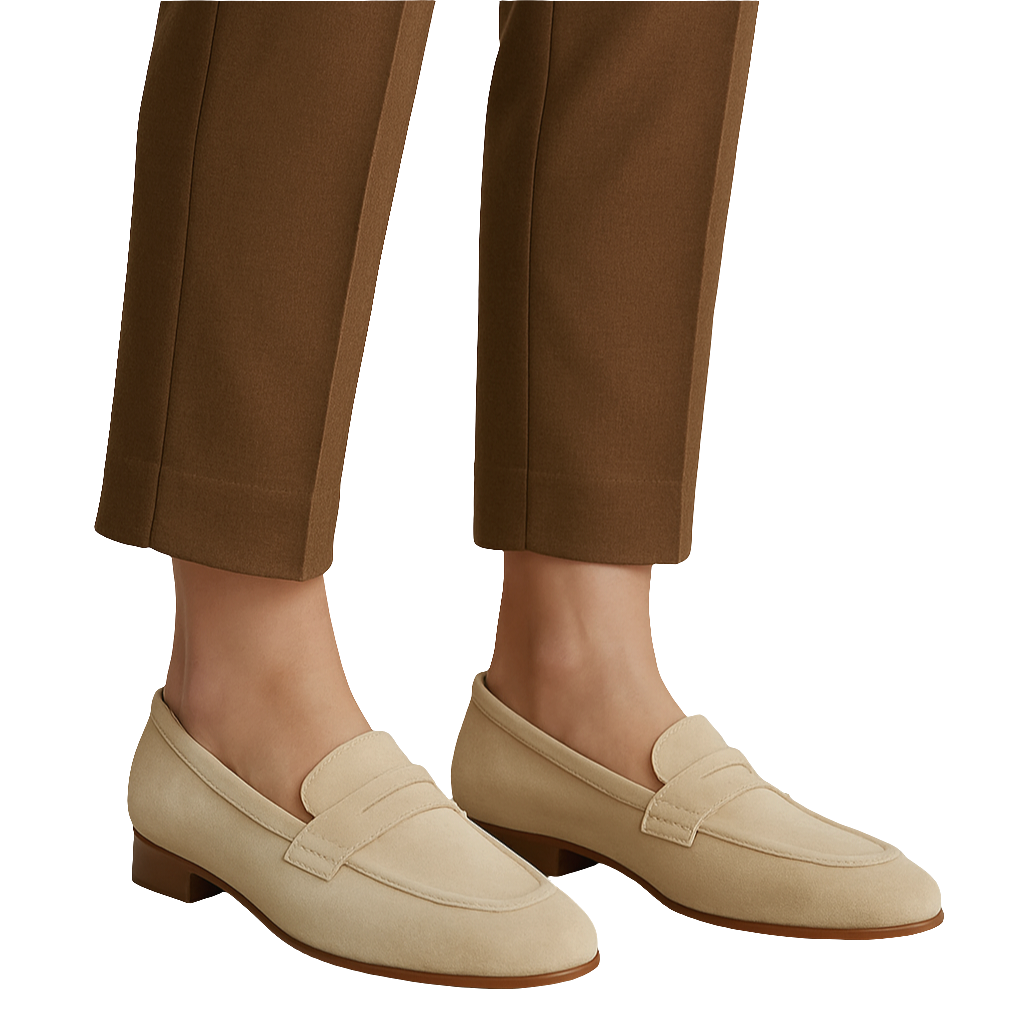 Pantofi dama din piele naturala intoarsa sare, model Rebecca M@Lucchi, primavara/vara 2025, talpa flexibila.