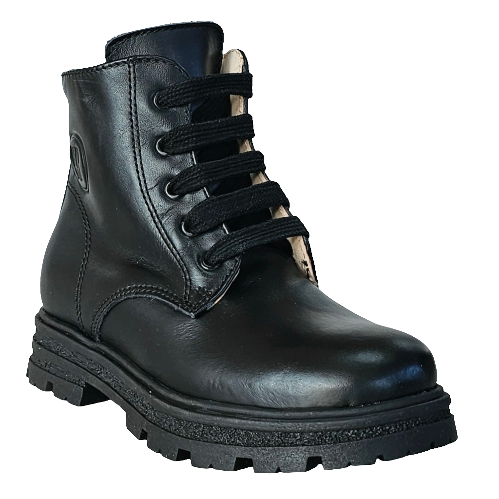 Ghete copii din piele naturala negre, model unisex, inaltime gheata 10 cm, colectia toamna 2024, made in Italy.