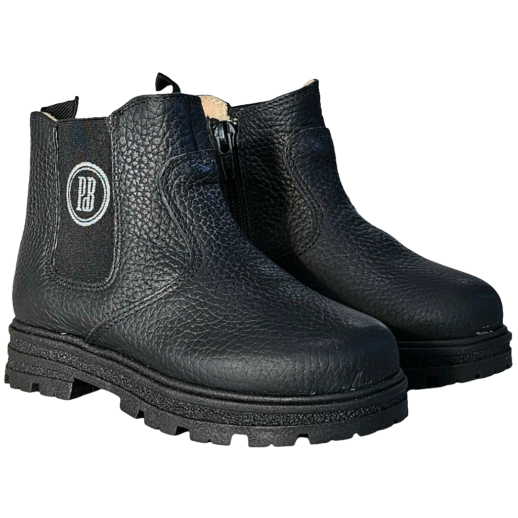 Ghete copii din piele naturala, unisex, negre, model Paolo, inaltime gheata 8.5 cm, colectia toamna 2024.