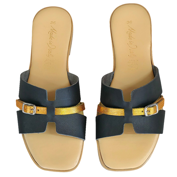 Papuci dama din piele naturala, maro portocaliu, confortabili, Made in Italy, Colectia Vara 2025, numar 36.