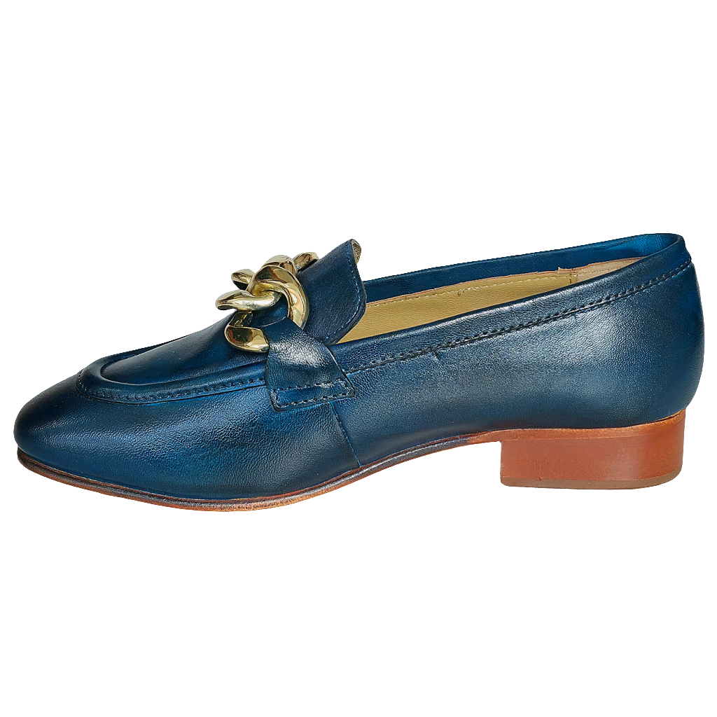 Pantofi dama din piele naturala bleumarin, model Rebecca M@Lucchi, cu talpa flexibila si detalii elegante.