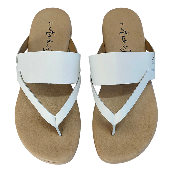 Papuci dama din piele naturala, Alb, Made in Italy, pentru vara 2025, confortabili si stilati, Colectia Art Delphine Bianco-R14.